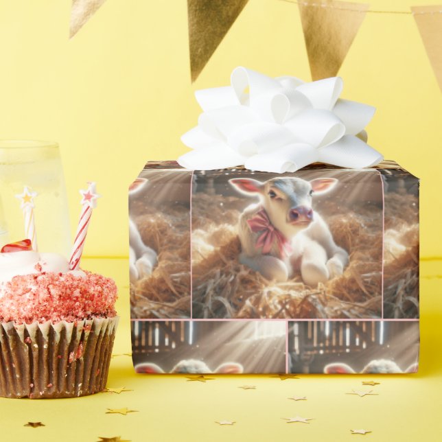 Papel De Regalo Calf Blanco En El Piso De Barn (Fiesta de cumpleaños )