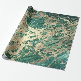 Papel De Regalo Cali Tropical Green Golden Metallass Strokes