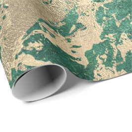 Papel De Regalo Cali Tropical Green Golden Metallass Strokes
