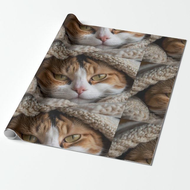 Papel De Regalo Calico Cat and Blanket (Desenrollado)