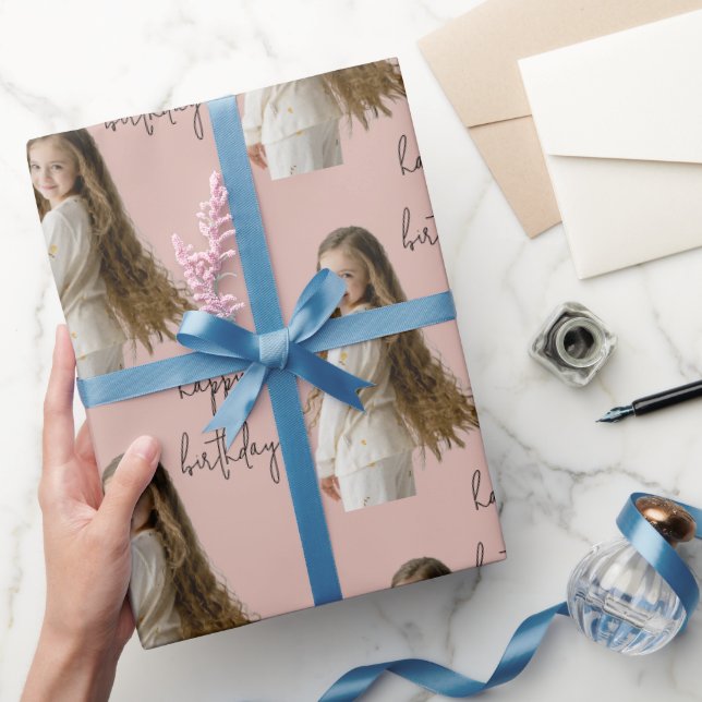 Papel De Regalo Cálido Rosa de arcilla y Personalizado Texto y fot (Regalar)