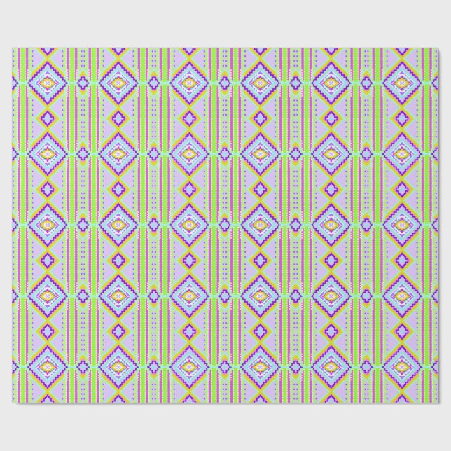 Papel De Regalo Calidoscopio de Sueños Tribales de Neón (Superficie plana)
