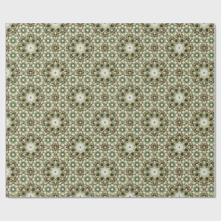 Papel De Regalo Calidoscopio floral verde y blanco geométrico