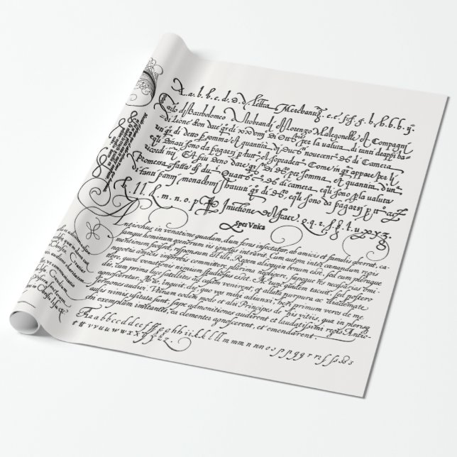 Papel De Regalo Caligrafía de escritura a mano italiana Arte vinta (Desenrollado)