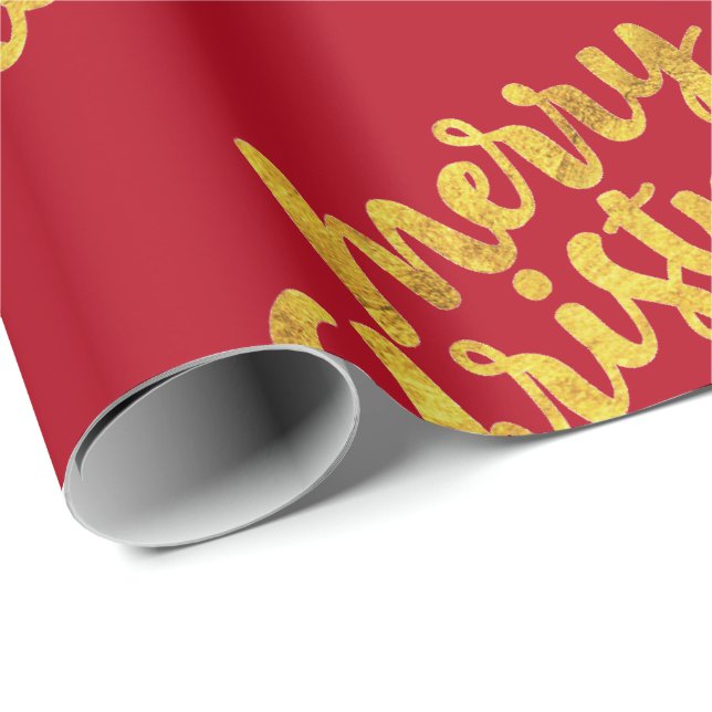 Papel De Regalo Caligrafía de la escritura Gold Merry Christmas so (Esquina del rollo)