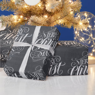 Papel De Regalo Caligrafía del tablero de cromo de Navidad Christi