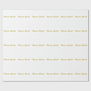 Papel De Regalo Caligrafía Elegante Dorado Blanco Sencillo Nombre