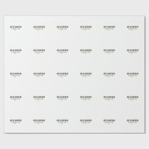 Papel De Regalo Caligrafía Elegante Sencilla Agregar Nombre Propio