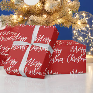 Papel De Regalo Caligrafía navideña Red Merry