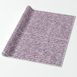 Papel De Regalo Caligrafía parisina púrpura y negra<br><div class="desc">papel de envoltura de tipografía vintage de parís negro y púrpura de moda.</div>