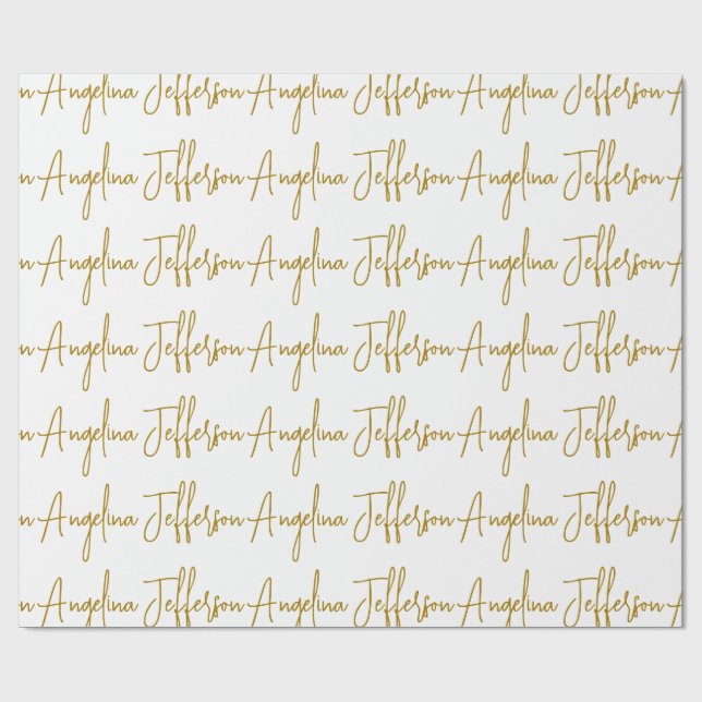 Papel De Regalo Caligrafía Profesional Elegante Color Dorado (Superficie plana)