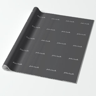 Papel De Regalo Caligrafía Simple Gris Nombre Profesional