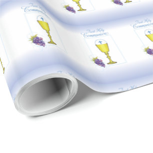 Papel De Regalo Cáliz de Primera Comunión Niño Personalizable, Hos