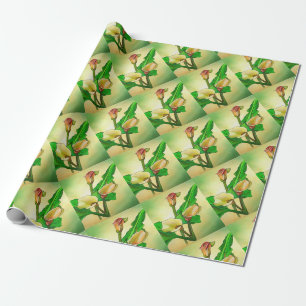 Papel De Regalo Calla Lilis Específica Contra Un Ombre Verde