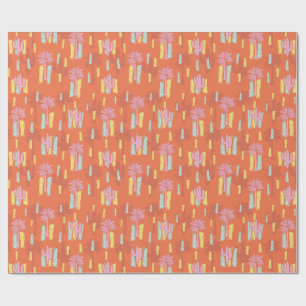 Papel De Regalo Calle del Desierto Retro Preppy con Palmeras y Cac