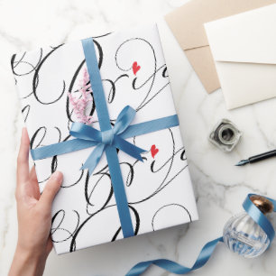 Papel De Regalo Calligrafía de novias guión de brillo Corazón de f