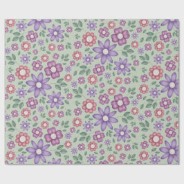 Papel De Regalo calmado patrón floral caprichoso verde salvia