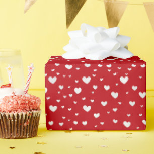Papel De Regalo Calores Blancos Sobre Rojo