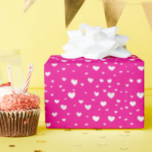 Papel De Regalo Calores Blancos Sobre Rosa Neón