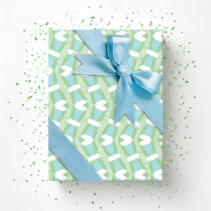 Papel De Regalo Calypso Wavy Stripe en Verde Claro y Aqua