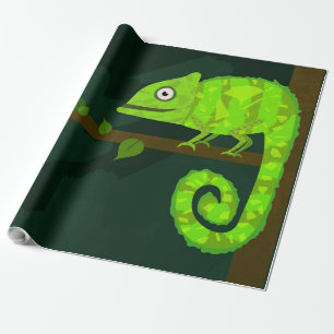 Papel De Regalo Camaleón lindo verde