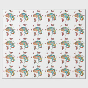 Papel De Regalo Camaleón vibrante de acuarela