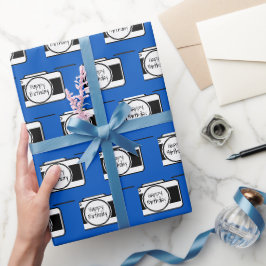 Papel De Regalo Cámara con texto de cumpleaños