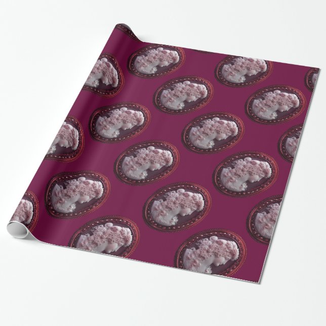 PAPEL DE REGALO CÁMARA DE ANTIGÜEDAD, DAMA CON GRIPOS Y GRAPEVINAS (Desenrollado)