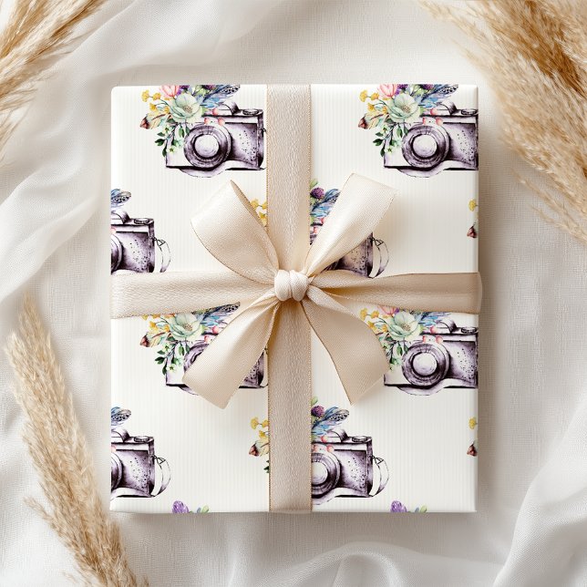 Papel De Regalo Cámara floral azul púrpura Boho (Subido por el creador)