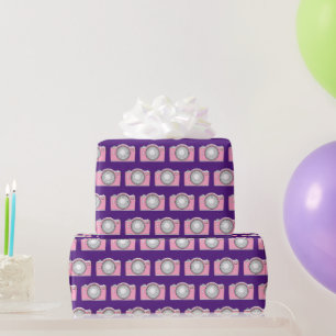 Papel De Regalo cámaras rosadas en morado