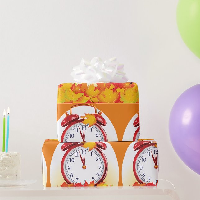 Papel De Regalo Cambio De Otoño Cae Salto Y Reloj Retro (Subido por el creador)
