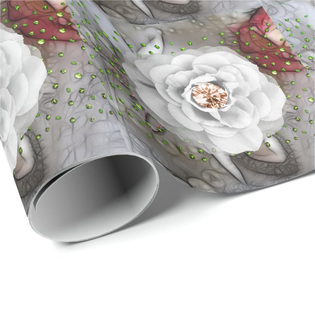 Papel De Regalo Camelia Blanca (Esquina del rollo)