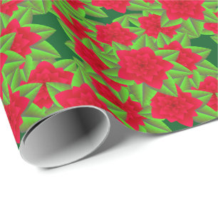 Papel De Regalo Camellias rojas oscuras y hojas verdes