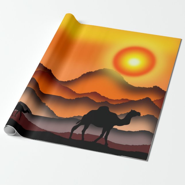 Papel de regalo Camello de puesta de sol (Desenrollado)