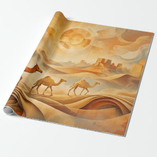 Papel De Regalo Camellos del amanecer del desierto Arenas movediza