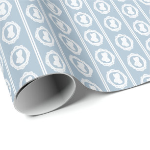 Papel De Regalo Cameo de conejo de Pascua azul polvoriento