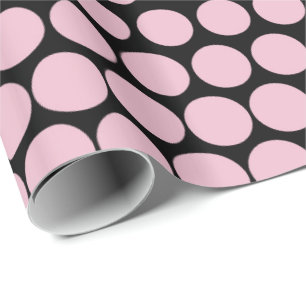Papel De Regalo Cameo Punto de Polka Rosa Negro moderno