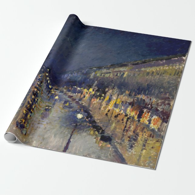 Papel De Regalo Camille Pissarro - Boulevard Montmartre de noche (Desenrollado)