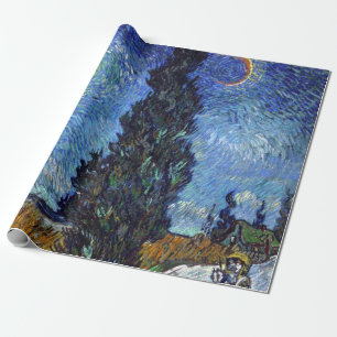 Papel De Regalo Camino con cipreses Impresionismo de Van Gogh