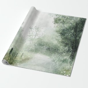 Papel De Regalo Camino forestal brumoso paisaje rural (1)