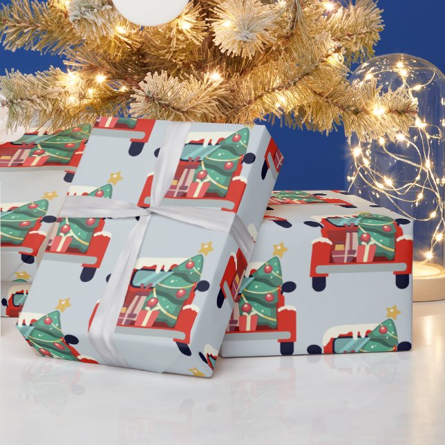 Papel De Regalo Camión acuático árbol de Navidad presenta arte (Vacaciones)