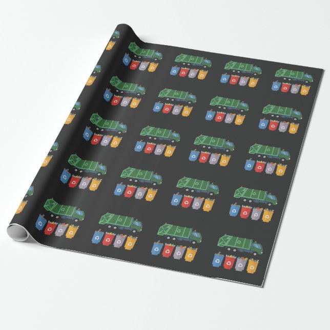 Papel De Regalo Camión de basura reciclaje de basura para niños (Desenrollado)