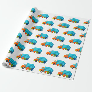 Papel De Regalo Camión de basura y lata de basura a los niños