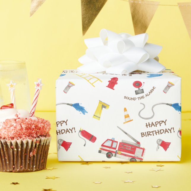 Papel De Regalo Camión de bomberos de bomberos (Fiesta de cumpleaños )