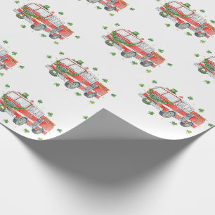 Papel De Regalo Camión de bomberos del día de San Patricio de bomb