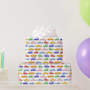 Papel De Regalo Camión De Construcción Y Patrón De Automóviles
