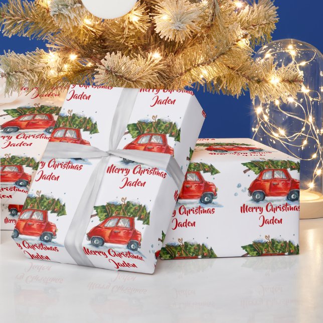 Papel De Regalo Camión de cultivo para árboles navideños personali (Vacaciones)