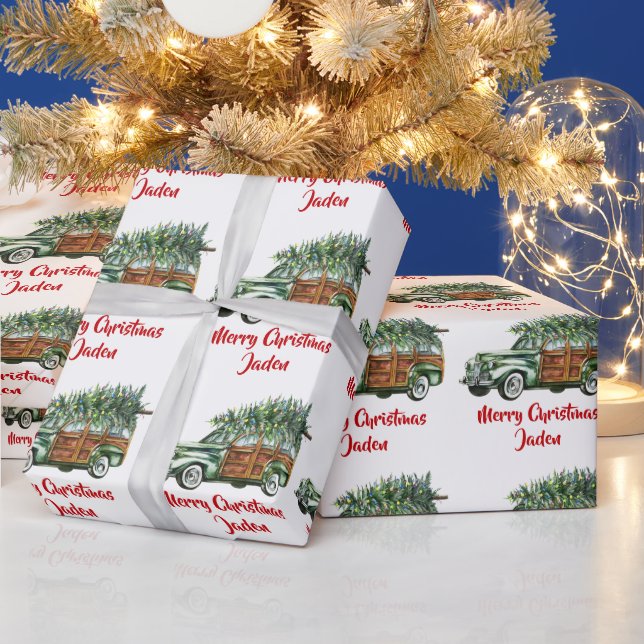 Papel De Regalo Camión de cultivo para árboles navideños personali (Vacaciones)