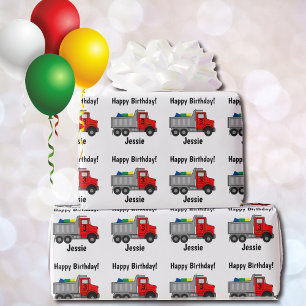 Papel De Regalo Camión de cumpleaños feliz personaliza la edad d