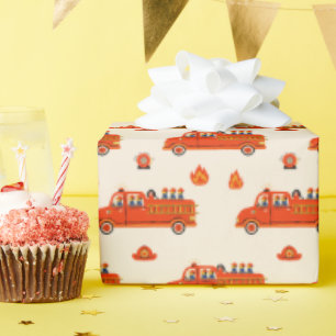 Papel De Regalo Camión de Fuego Rojo Retro